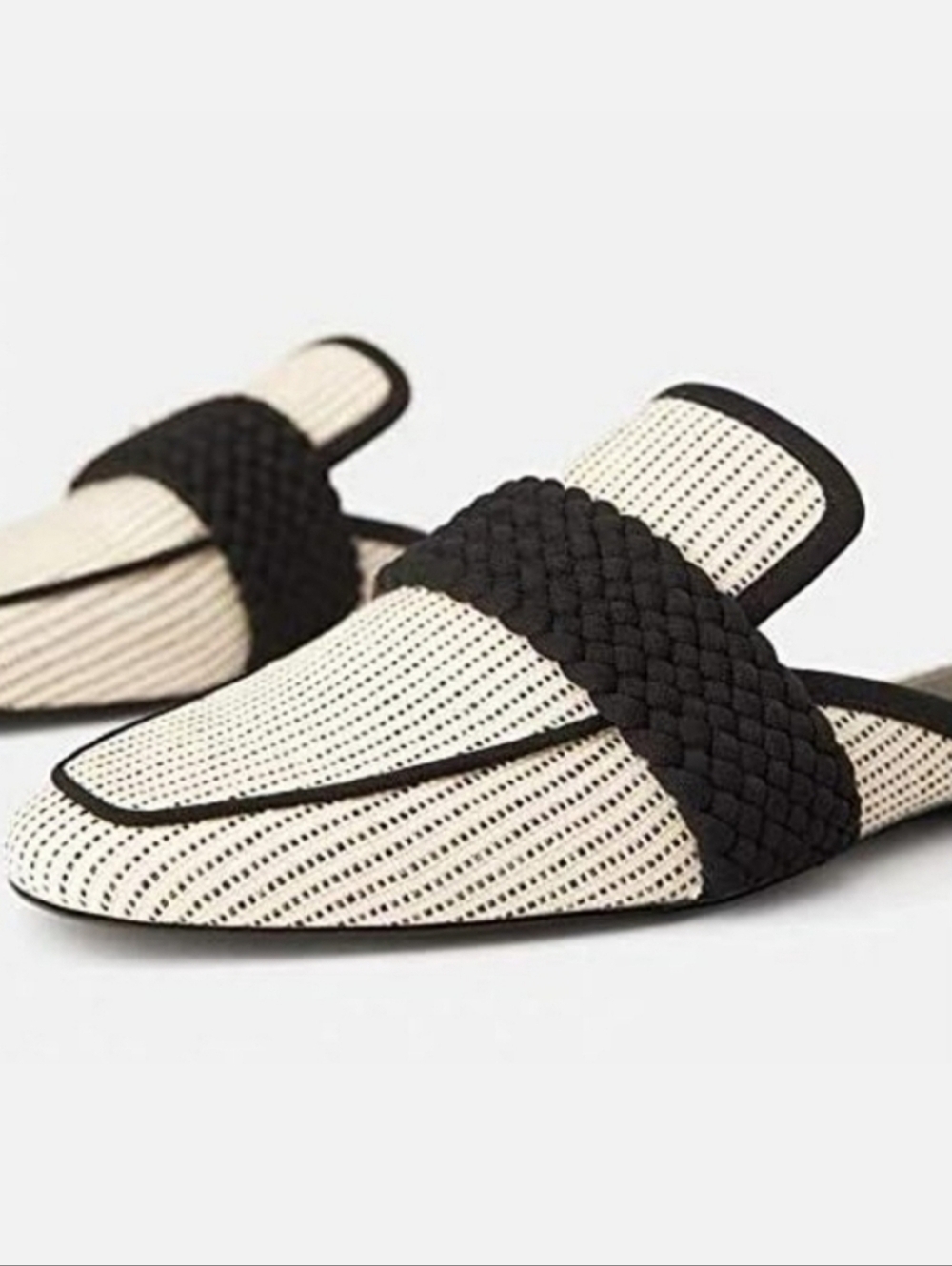🔥FINAL💲⬇️🌿 Zara Black & Beige Striped Mule, Size  40 ~ EUC